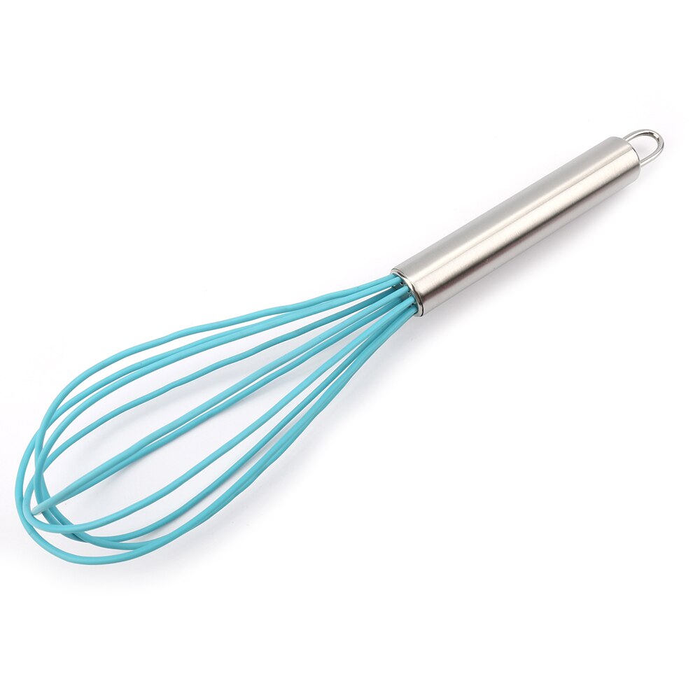2 Colors Convenient Cooking Utensils Durable Silicone Whisk 25cm Flexible egg beater: Blue
