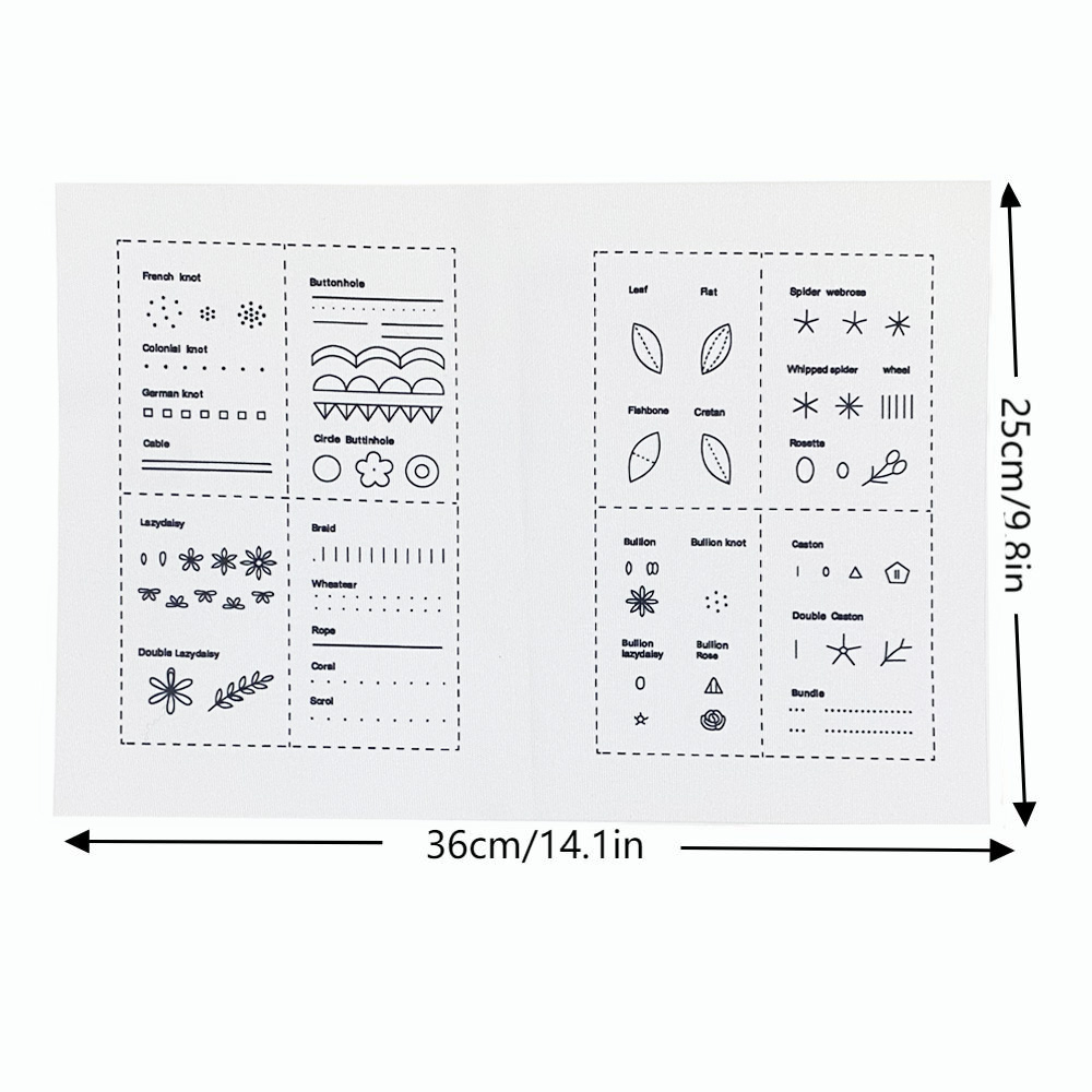 6 Pages Embroidery Stitches Book, DIY Stitch Books, Embroidery sewing books, Beginner Embroidery Sewing Kit