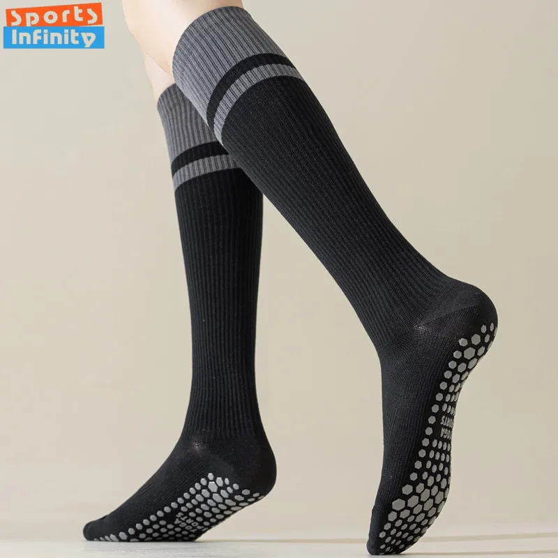 Color Blocked Yoga Calf Socks Anti Slip Pilates Socks Dance Fitness Sports Socks Long Tube Compression Stockings