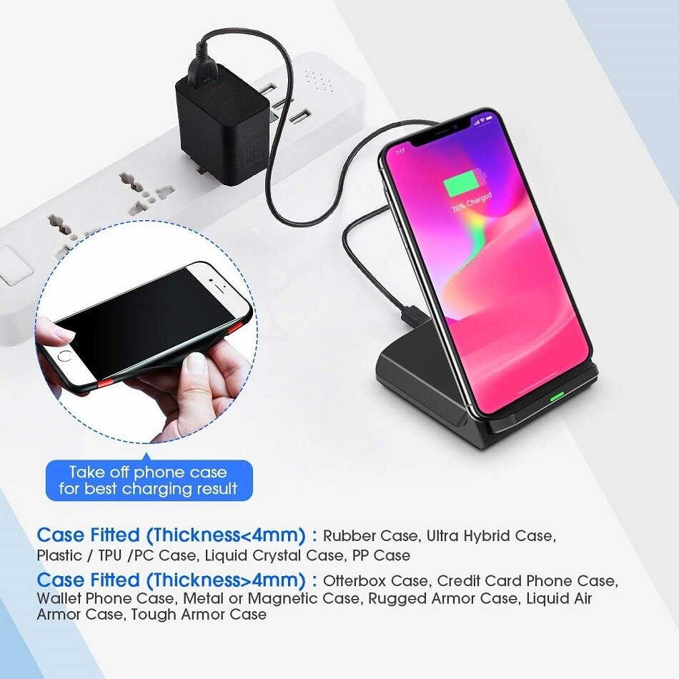 Qi trådløs opladerstander kompatibel til samsung  s9 s8 plus note 9 8 iphone  x 8 xs max xr mobiltelefon usb hurtig trådløs oplader