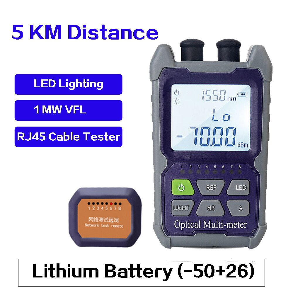 Mini 4 in 1 Optical Power Meter Visual Fault Locator Network Cable Test optical fiber tester 5km 15km 30KM VFL: OP50CP-TV01