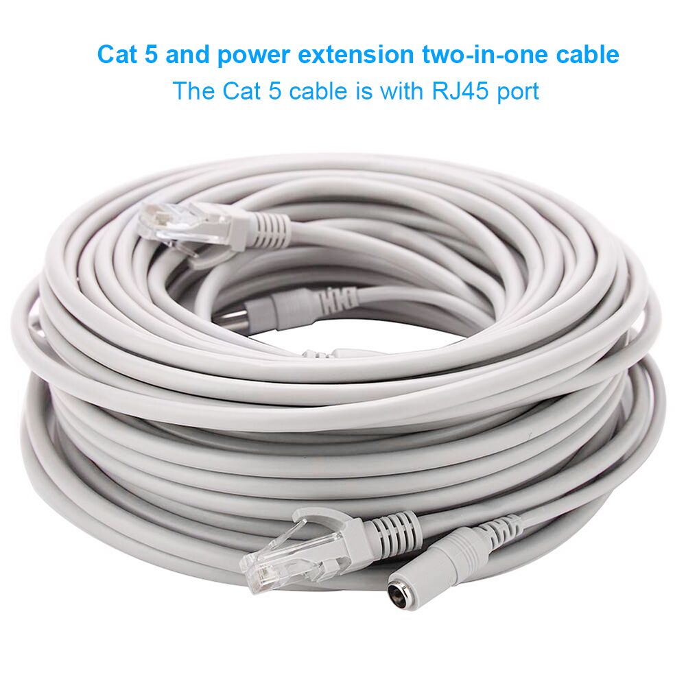 Cctv kabel  rj45 til videoovervågningskamera ethernet internet netværk dc power 2 in 1 udvidelses lan til dvr poe ip kamera