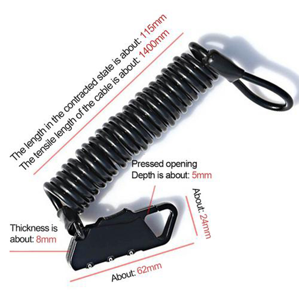1400mm Mini Tragbare Frühjahr Anti-diebstahl Fahrrad Code Lock 3 Ziffern Kombination Passwort Bike Lock Frühling Disc Kabel draht Sicherheit