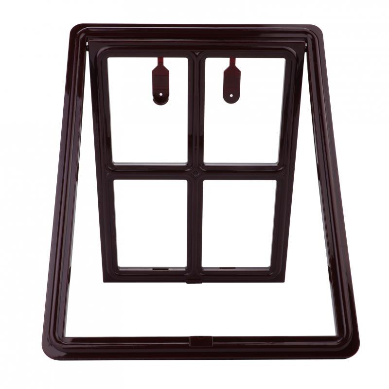 Lockable Dog Door Gate Plastic Dog Automatic Magnet Kitty Door for Screen Window Security Flap Tunnel Fence Free Access for Home: Brown / L