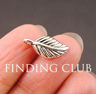 100 pcs Pendant for jewelry making Antique Silver Plated Mini Leaf Metal Charms 15x17mm A802