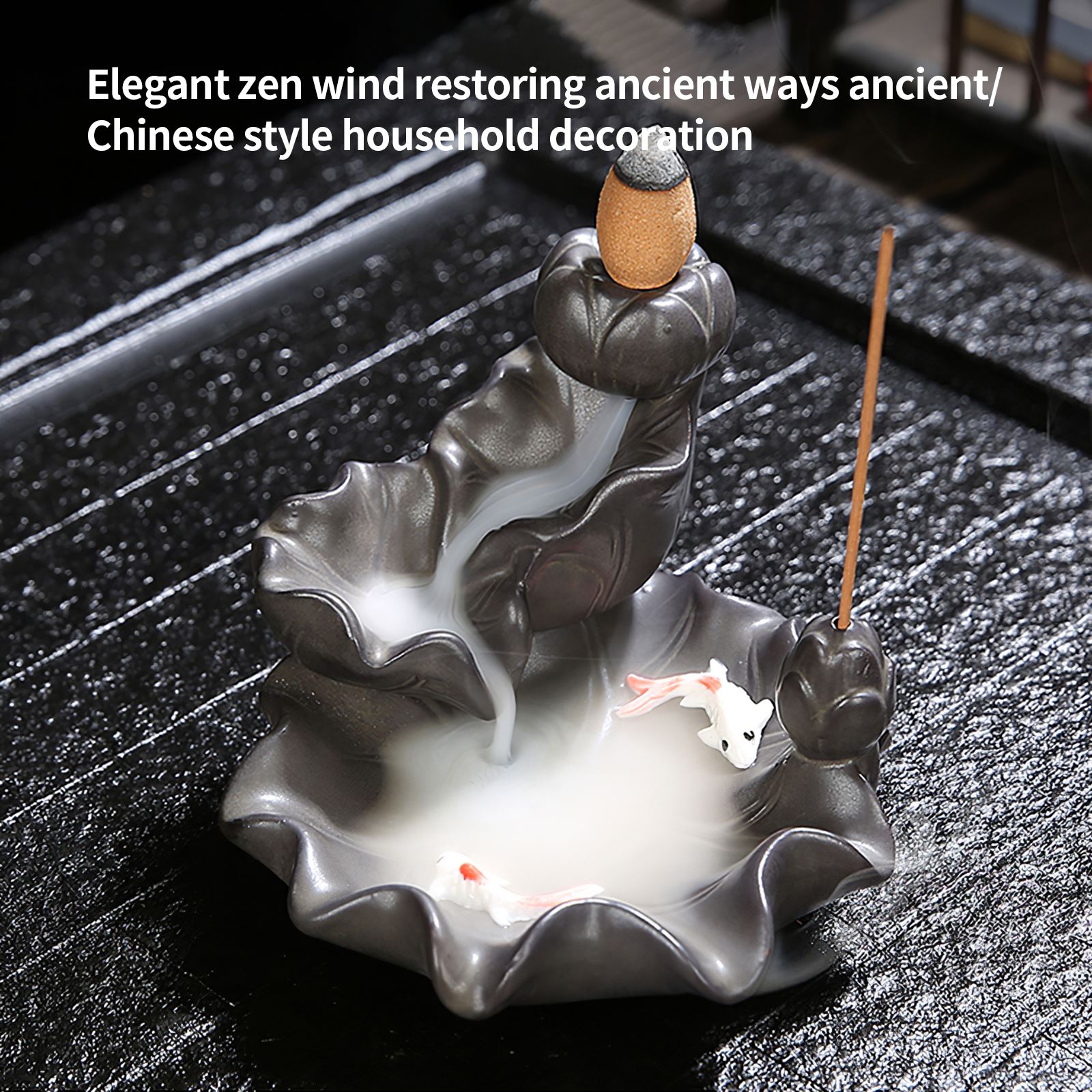 Black Bergamot Backflow Incense Burner Ceramic Incense Holder Small Cone Censer 1pc Incense Base for Home Decor