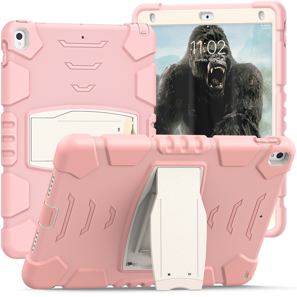 Para Apple iPad Air 3 Pro 10,5 A1701 A1709 A2123 A2152 funda segura para niños a prueba de golpes PC funda híbrida de silicona con soporte para tableta: 3 / Beige