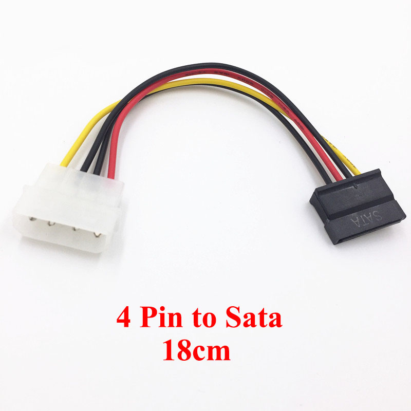 Cable de extensión de fuente de alimentación HDD de 4 pines IDE Molex a Dual SATA de 15 pines ATA SATA Y divisor conector de Cable adaptador de disco duro Dual: Rojo