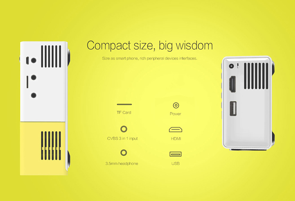 Aao YG300 Mini Projector Audio YG-300 Hdmi Usb Draagbare Projector Ondersteuning 1080P Home Media Video Player Kid Spelen YG310