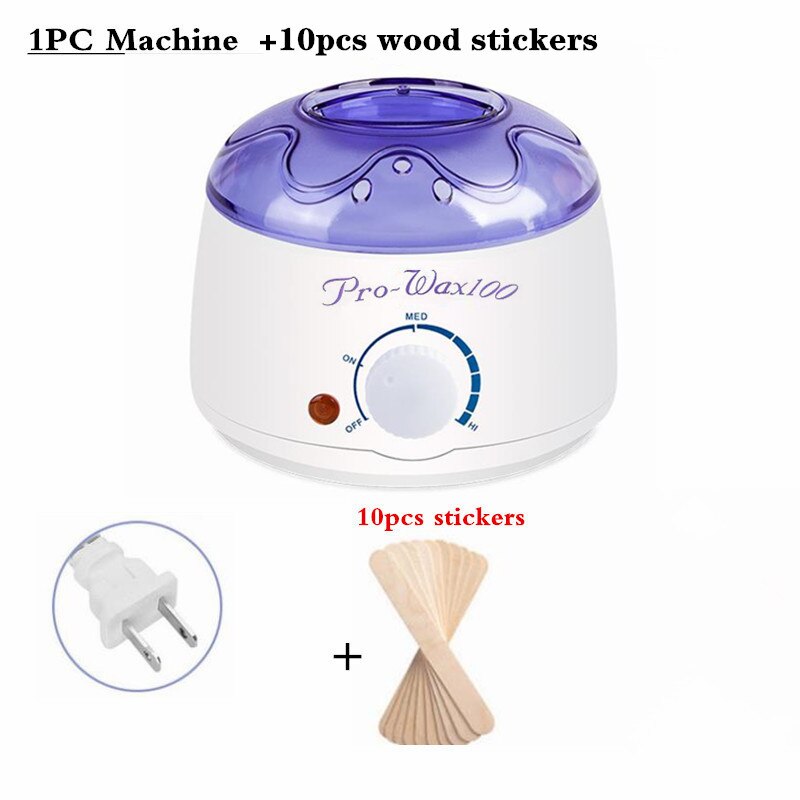 Cera eléctrica para depilación, calentador de granos de cera, pegatinas de madera, juego de depilación, Kit de depilación, , 10 Uds.: us plug