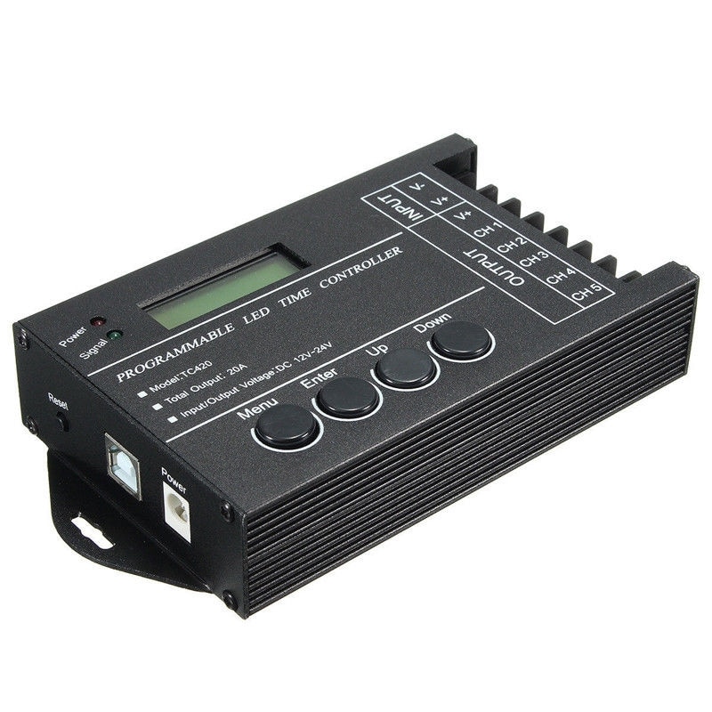 Controlador LED RGB programable por tiempo de -TC420 DC12V-24V regulador temporizador LED de 5 CANALES: Default Title