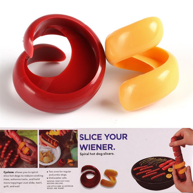 2 stk/sæt sikkerhedspølseskærer sæt fødevaregodkendt plast manual fancy pølseskærer spiral grill hunde skæremaskine farve tilfældig