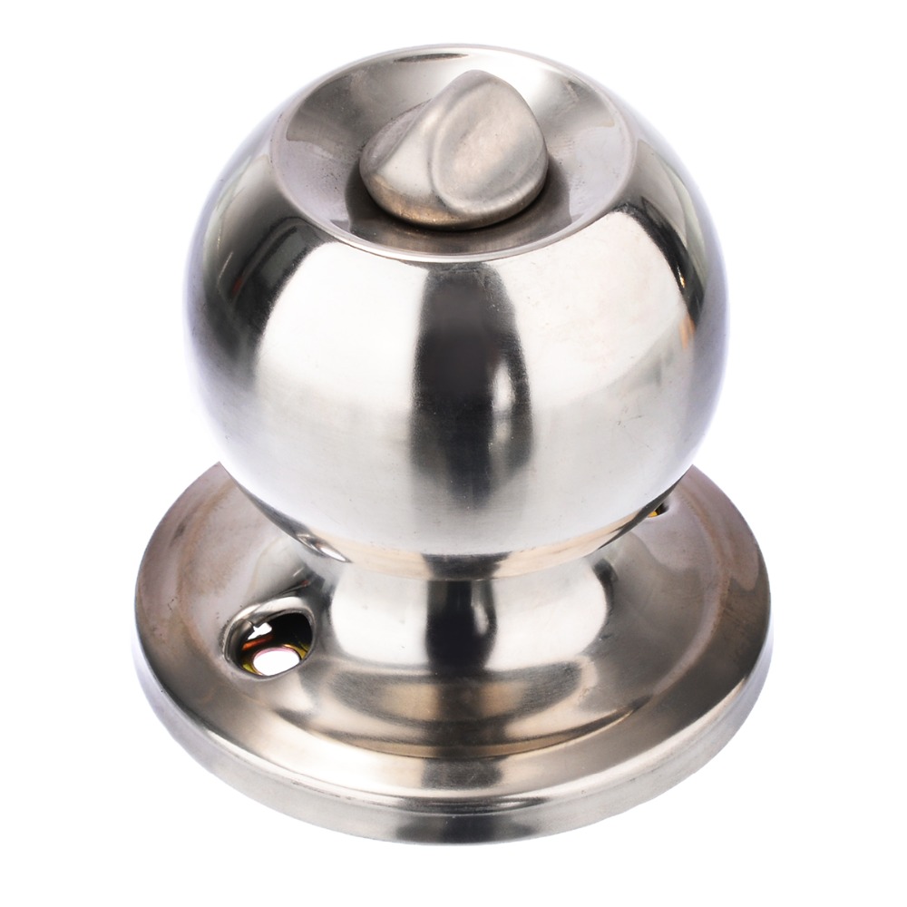 Stainless Steel Round Ball Door Knob Set Knob Handle Handle Lock With Key for 25mm-45mm Door Hardware Sliver for Bathroom