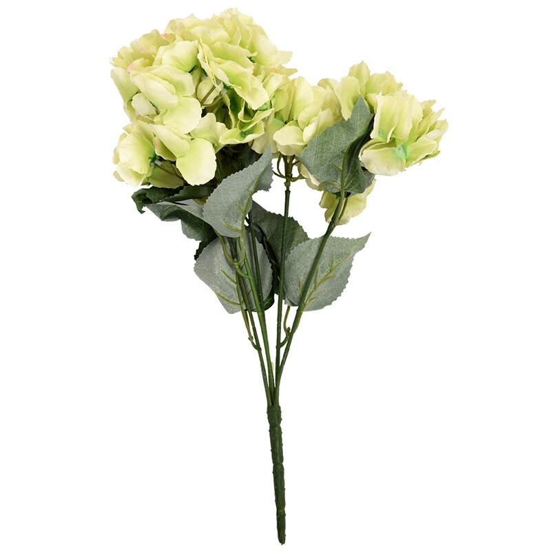 Kunstig hortensia blomst 5 store hoder bukett (diameter 7 " hvert hode) grønn