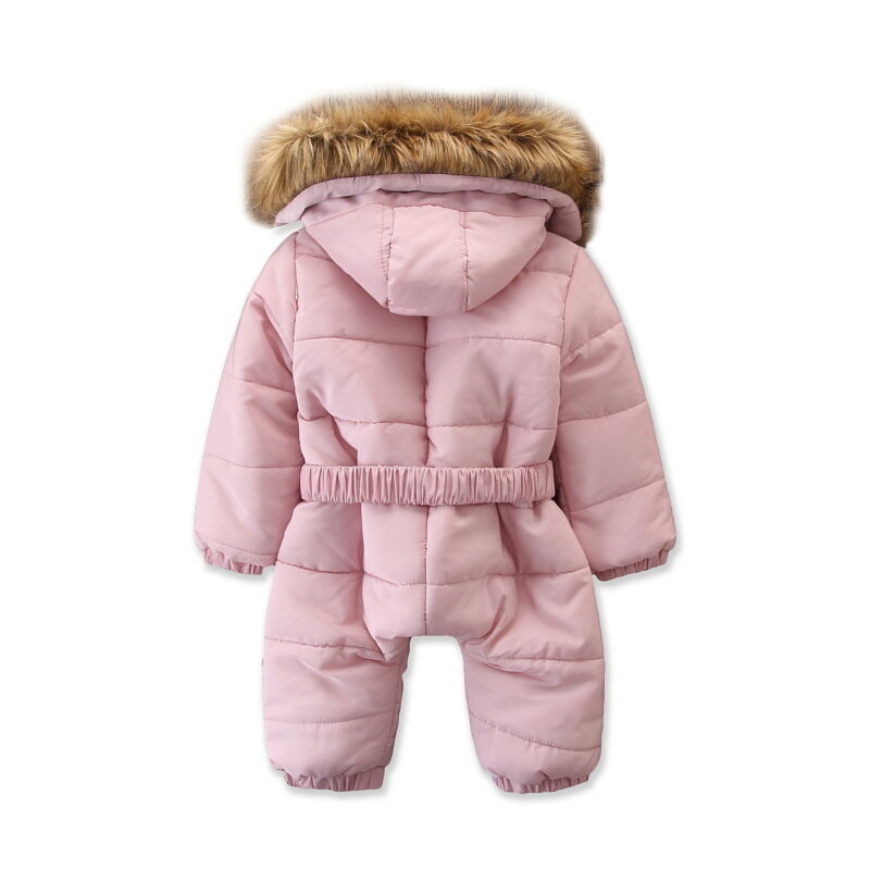 Newborn Baby Girls Pink Winter Thick Snowsuit Outwear Romper Warm Down Jumpsuits