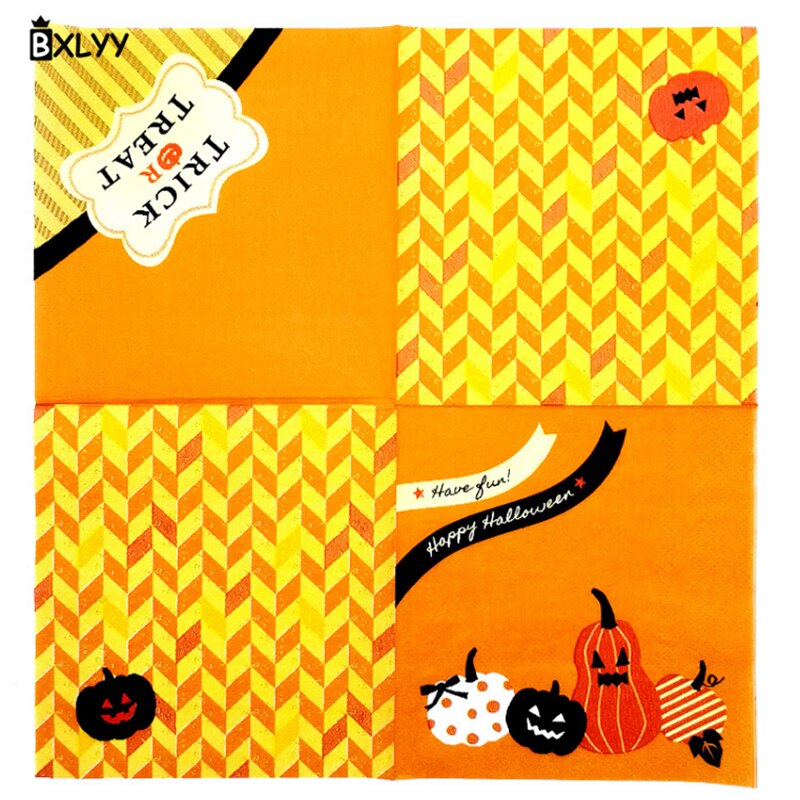 BXLYY Halloween wegwerp servet feestartikelen pompoen hoofd afdrukken double-layer papier handdoek woondecoratie accessories.7z