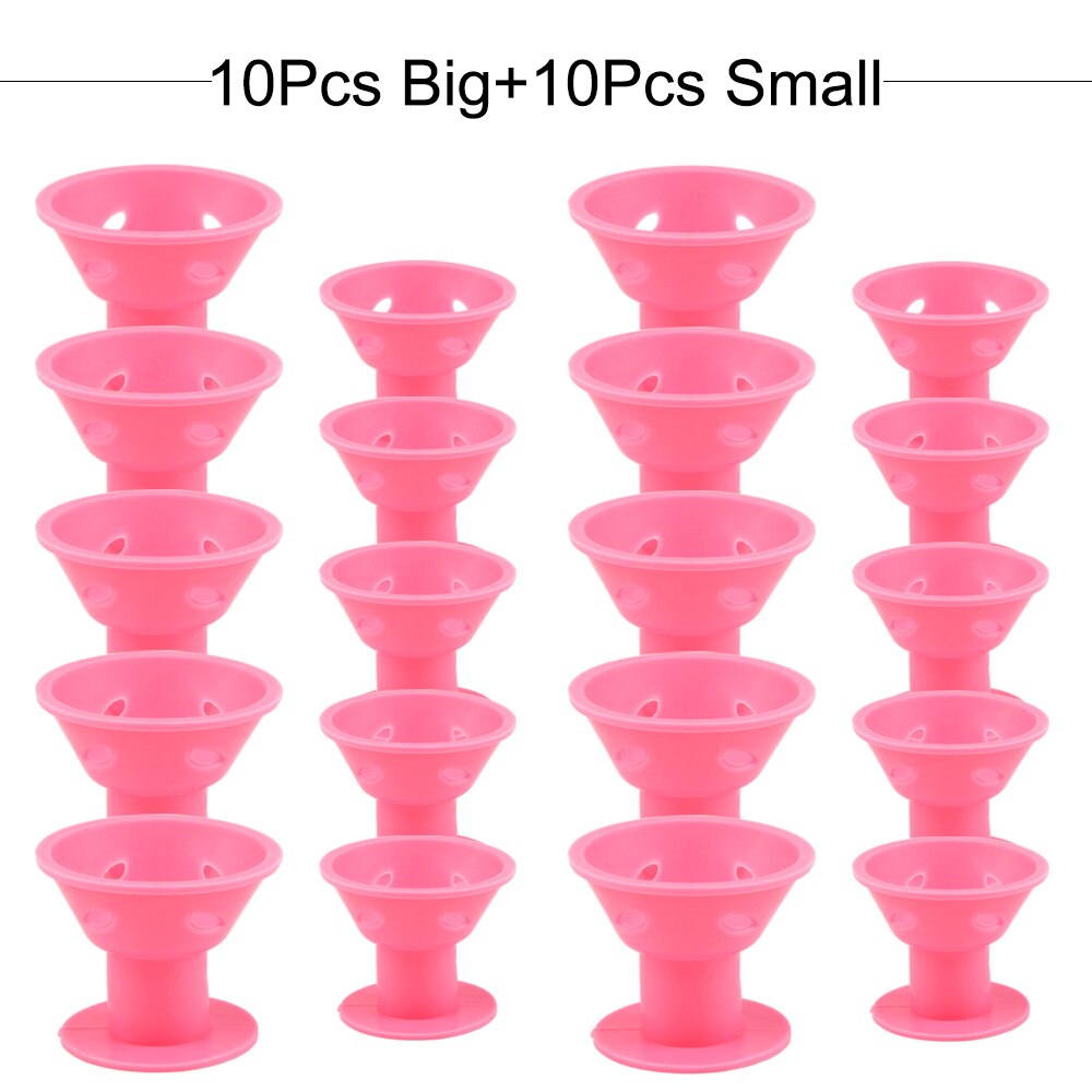 Rulos mágicos para el cuidado del cabello para mujer, rizador suave sin calor, pinza de goma, estilizador de silicona, herramienta de peinado DIY, 20/30 Uds.: 20pcs Pink