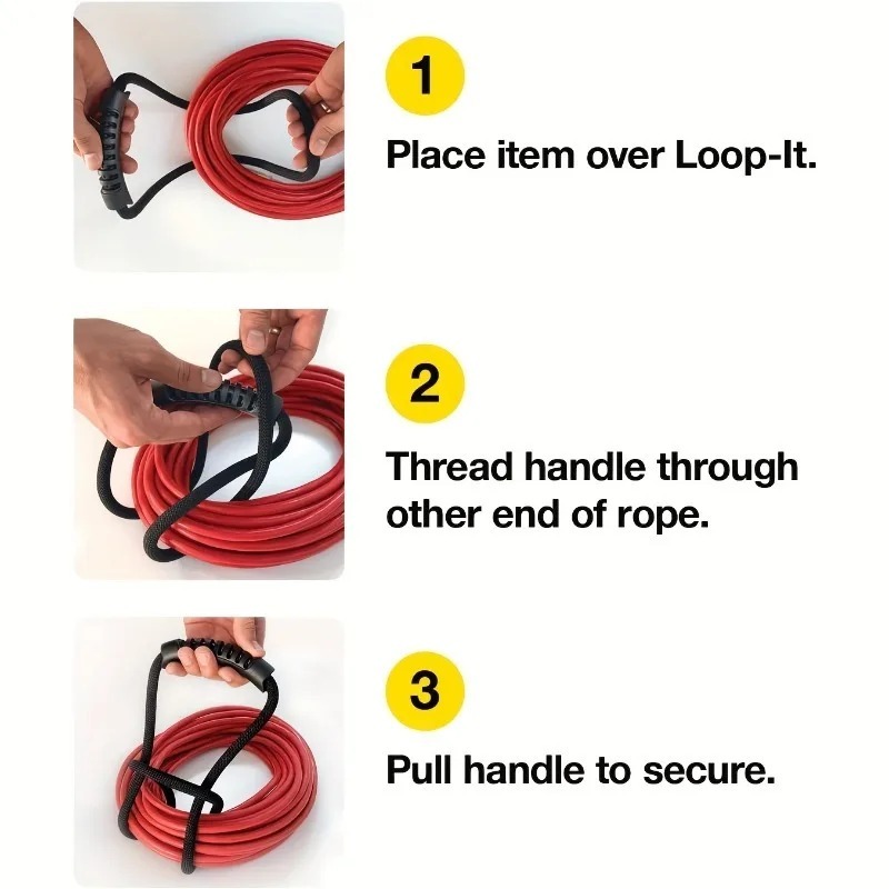 Storage Strap Heavy-Duty Hook and Loop Cord Carrying Strap Hanger and Organizer with Handle for Pool Hoses Garden Hoses Cables