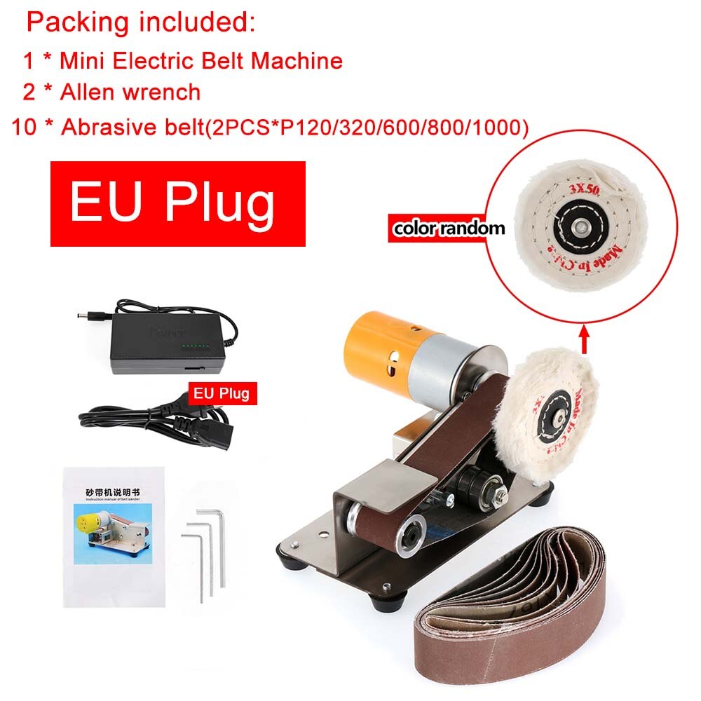 Mini Electric Belt Sander 15 Degree Edges Sharpener with 10 Abrasive Belt Multifunction Cutter Edges Polishing Grinding Machine: green