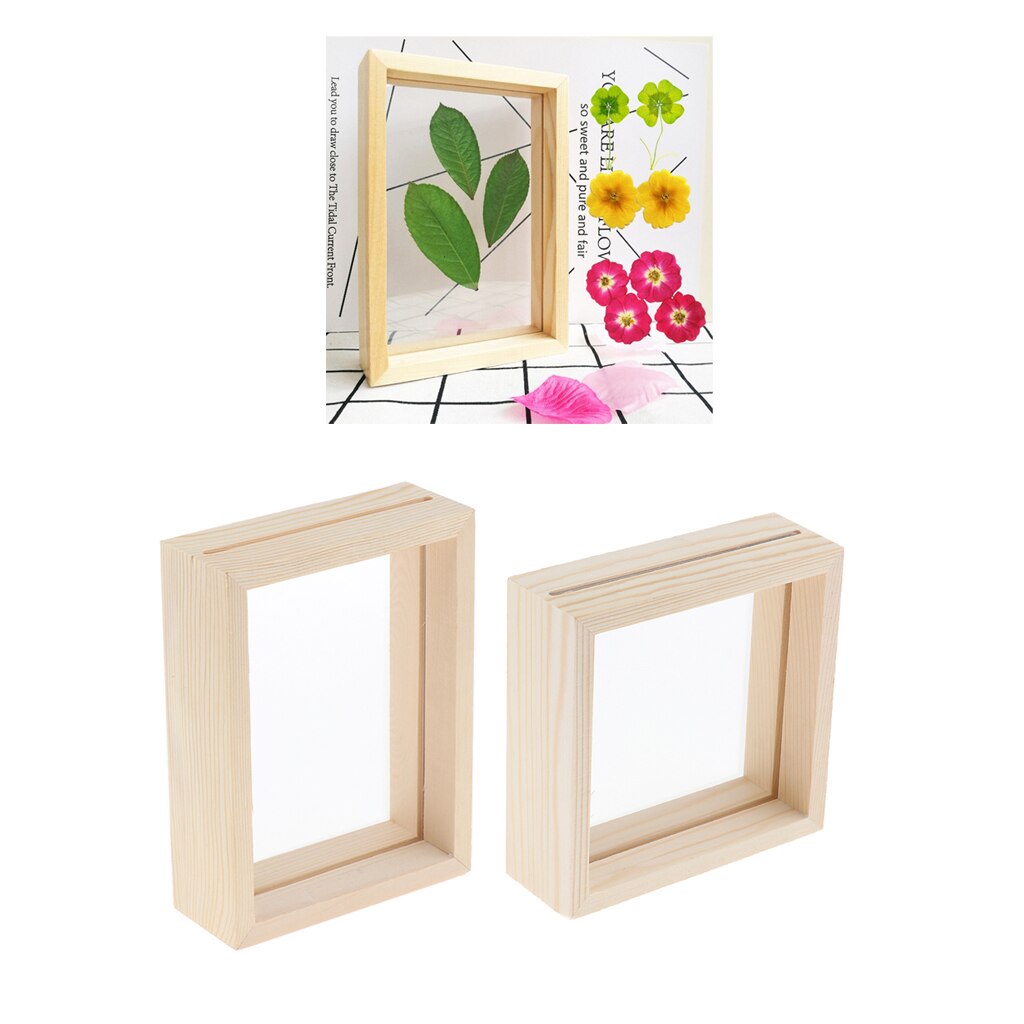 double-sided glass specimen transparent wooden frame 2Pcs