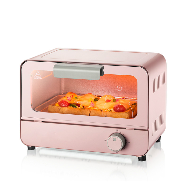 220V 6L 800w Pink Mini Electric oven Quartz glass heating tube Tempered glass Fully automatic 28x165x21cm