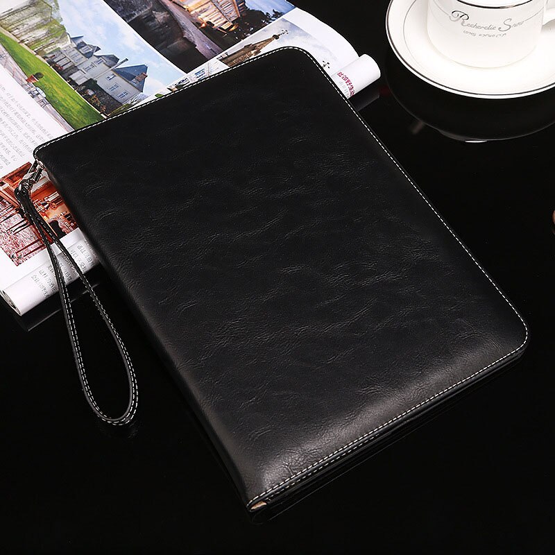 För ipad fodral läderfodral för ipad air 2 fodral flip stativ handhåll smart fodral för apple ipad air 1 för ipad 9.7: Svart