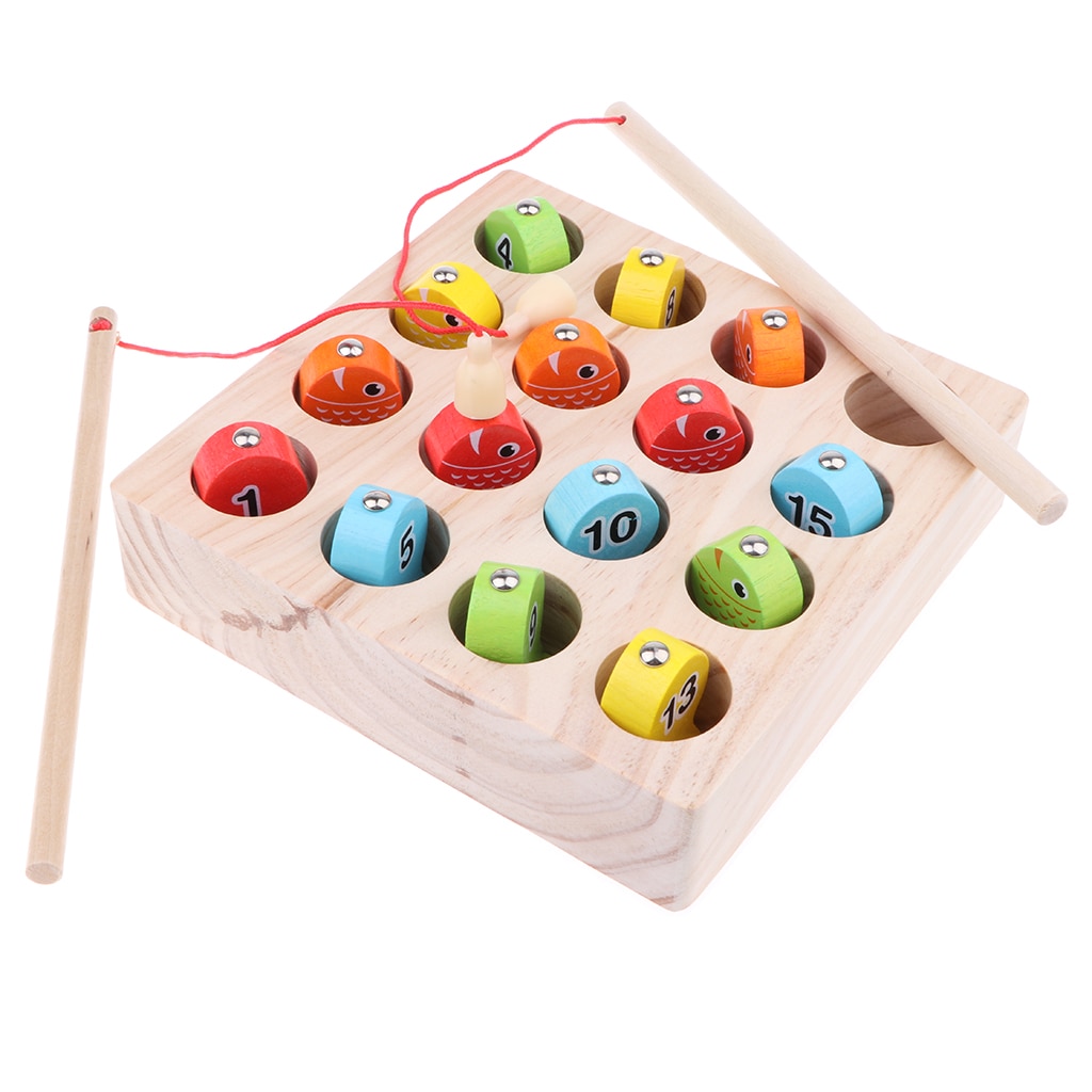 Houten Magneet Digitale Vissen Box Nummers Sorteren Kids Developmental Toy