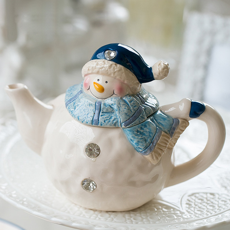 Bol à salade céramique mignon bonhomme de neige | Assiettes à manger, bol à salade artisanat assiette à Snack, bouilloire pot de rangement, assiette d'assaisonnement, vaisselle de noël: C  19.5x14cm