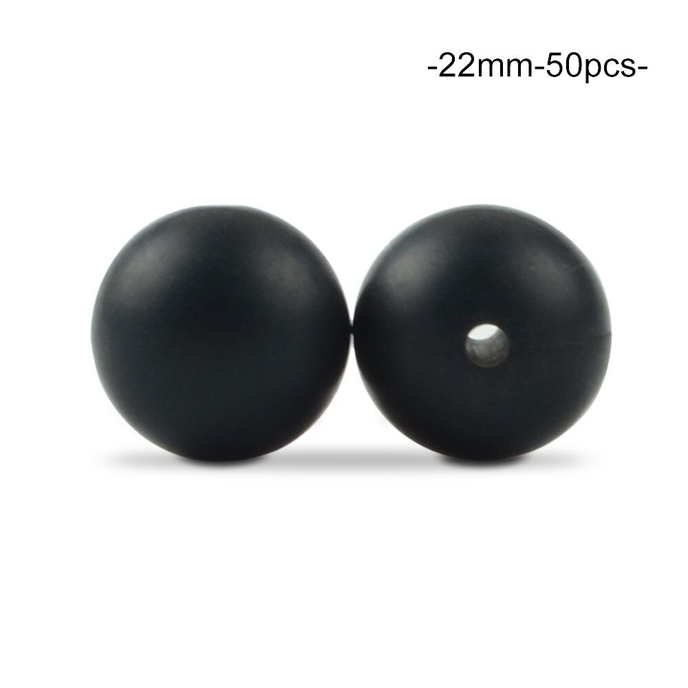 Cuentas de dentición de silicona redondas sueltas de 22MM, 50 unidades/lote para collar de dentición de silicona, cuentas de silicona, mordedor de bebé libre de BPA: smokey black