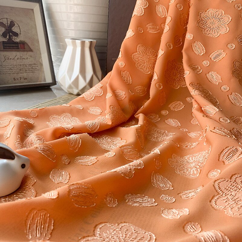 Tela de gasa elástica de cuatro lados para mujer, tejido de flores de corte jacquard DIY, de Hanfu, novedad