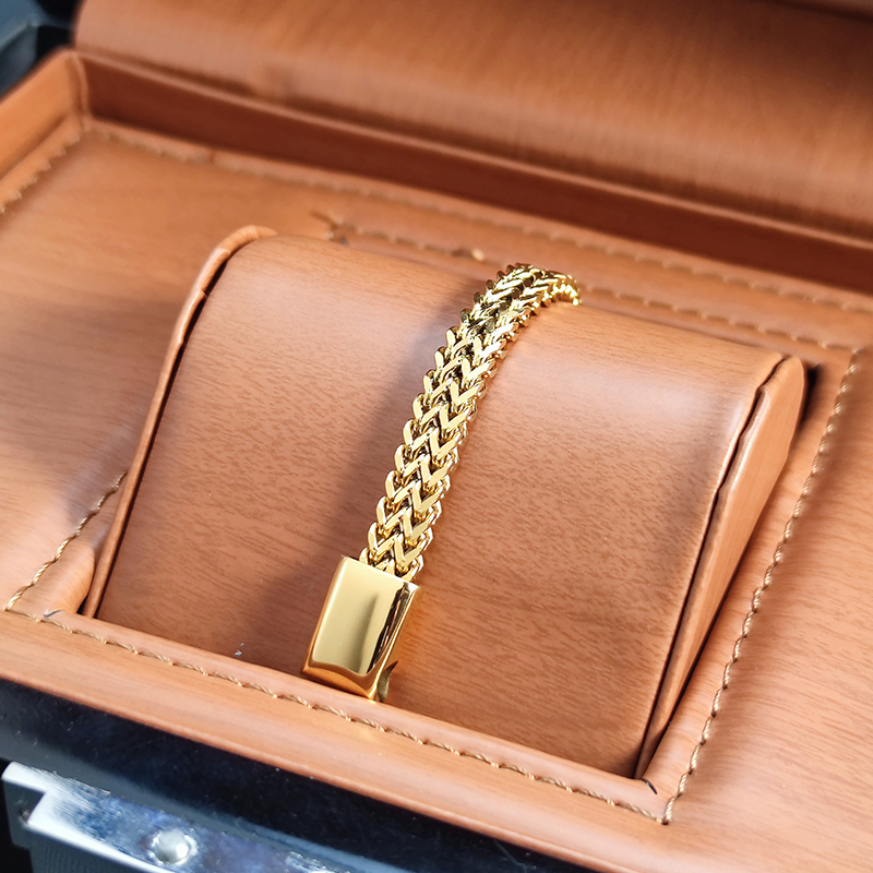 Pulsera de cadena dorada para hombres y mujeres, brazalete de eslabones cubanos de acero inoxidable, joyería de muñeca de de Hip Hop, 2025