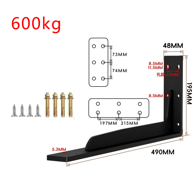 Loadbearing 600kg Wall Triangular Support Bracket Suspended TV Cabinet Desk Partition Fixed Heavy-duty Thickened Storage Rack: Polish