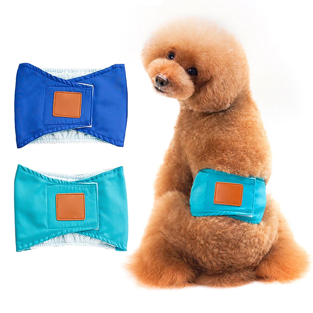 2 stk hundepakke justerbar pustende hundbleie hundemage for hannhund komfortable stilige hundebukser for hundehunder: Blå s