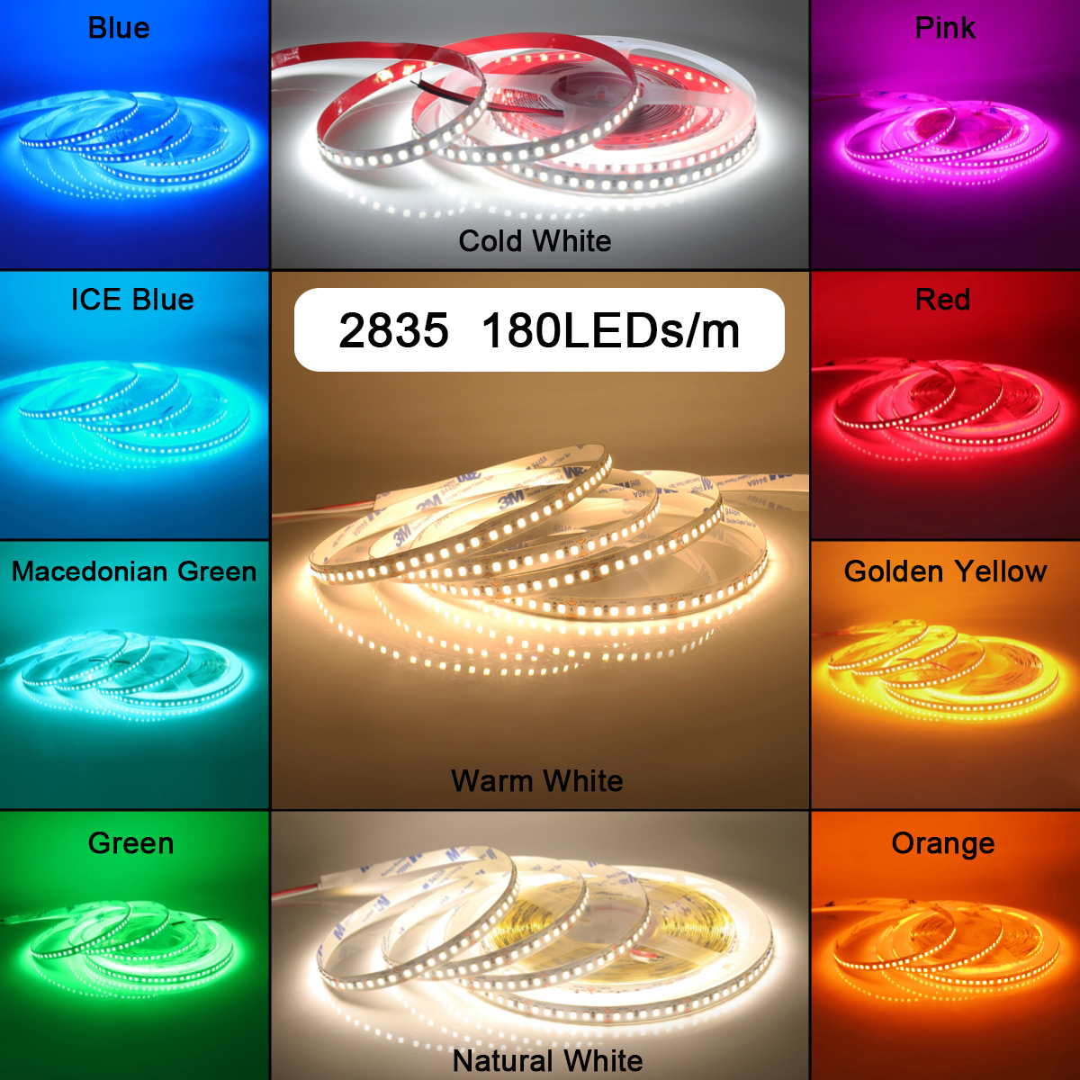12V 24V 5m 10m 2835 LED Strip Light Flexible Led Tape Lamp Hight Brightness 120 180 LEDs Lighting Home Decoration 13 Colors