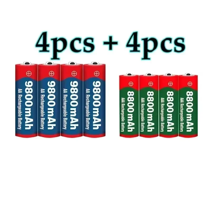 AA 1.5V 9800mAh/AAA 1.5V 8800mAh Rechargeable Batteries ) - Perfect for Clocks, Toys, Cameras: WHITE