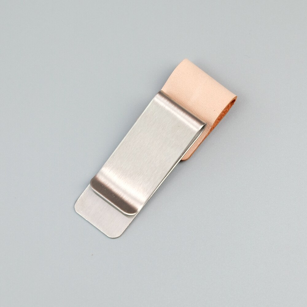 Stainless Steel & Leather Pen Clip Metal Pen clip Crazy horse/Wax leather series Accessories of Traveler's Notebook: Wax orange