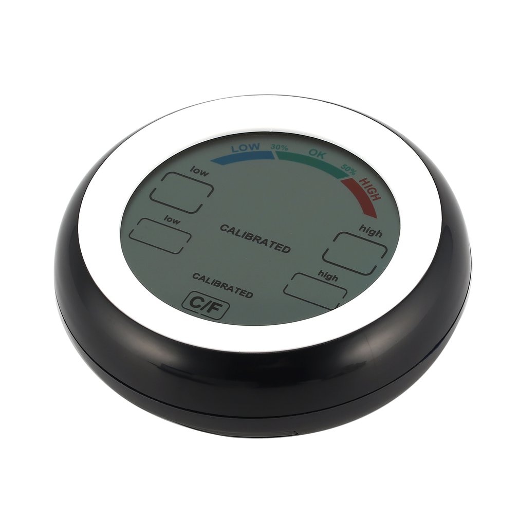 Round LCD Touchscreen Indoor Temperature Hygrometer Weather Station Digital Backlight Touch Screen Time Clock Thermometer