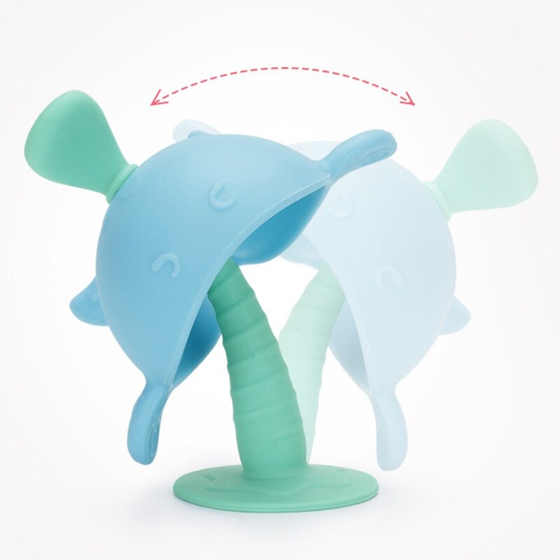 Del bambino Teether silicone Roditore con Ventosa Morbido Formazione masticare Asta Molare