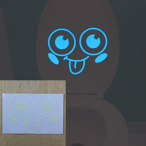 Funny Smile Bathroom Wall Stickers Glow in the Dark Toilet Sticker Home Decor Waterproof Wall Decals WC Door Decorative Poster: Tongue Smile BE