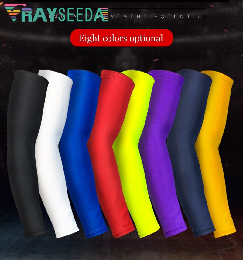 Rayseeda High Elastic Basketball Sports Arm Warmers Anti-Slip Breathable Silicone Running Arm Sleeves Volleyball Arms Protection