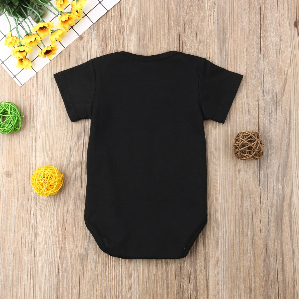 0-24M bebé niñas niño NO.1Bodysuit negro de manga corta de algodón mono trajes ropa