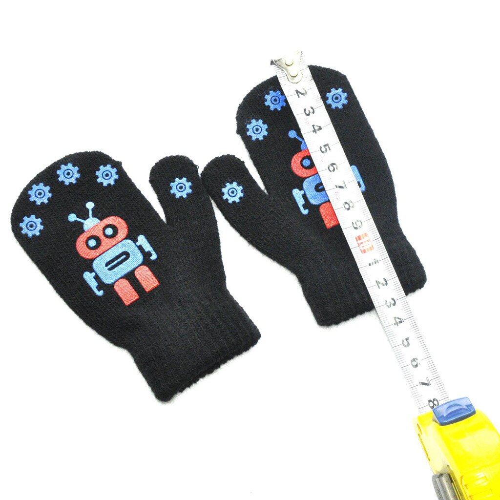 Enfants gants mignon Robot imprimer gants hiver tricot -né moufles épais enfants enfants garder le doigt au 1-4 ans