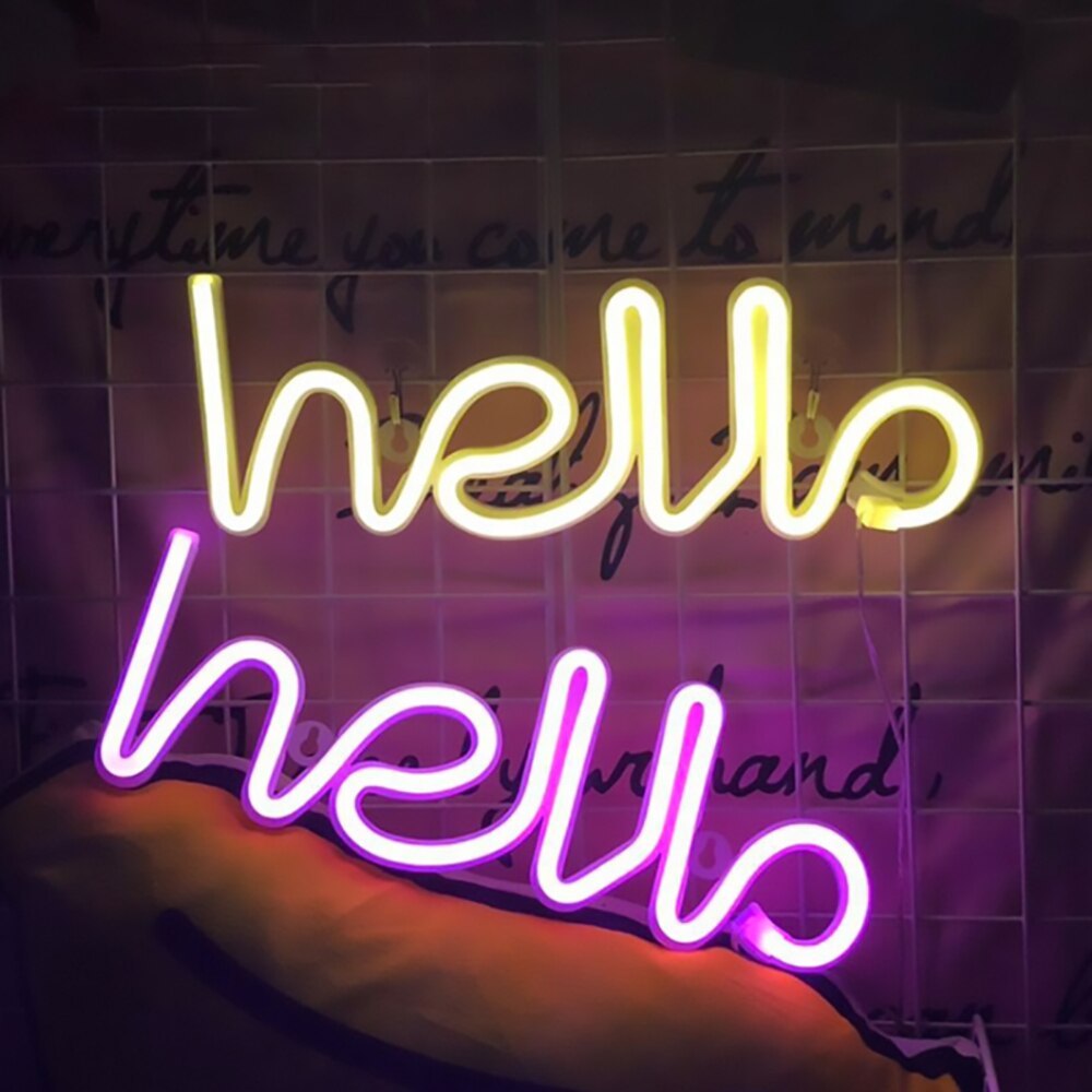 Led hej neonskylt ljus bokstäver neon dekorationer lampa panel för julfest bröllop rum dekor vägglampa