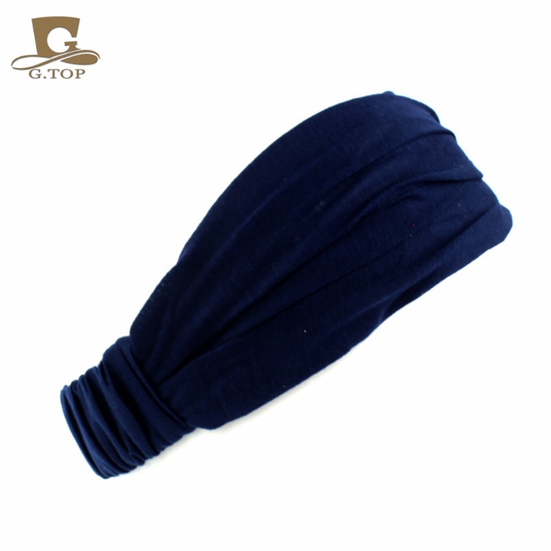 Diadema de algodón para mujer, turbante, bandas elásticas para el cabello de Color sólido, diadema para Yoga, diadema para el cabello de maquillaje, Bandana 2 en 1, accesorios para el cabello