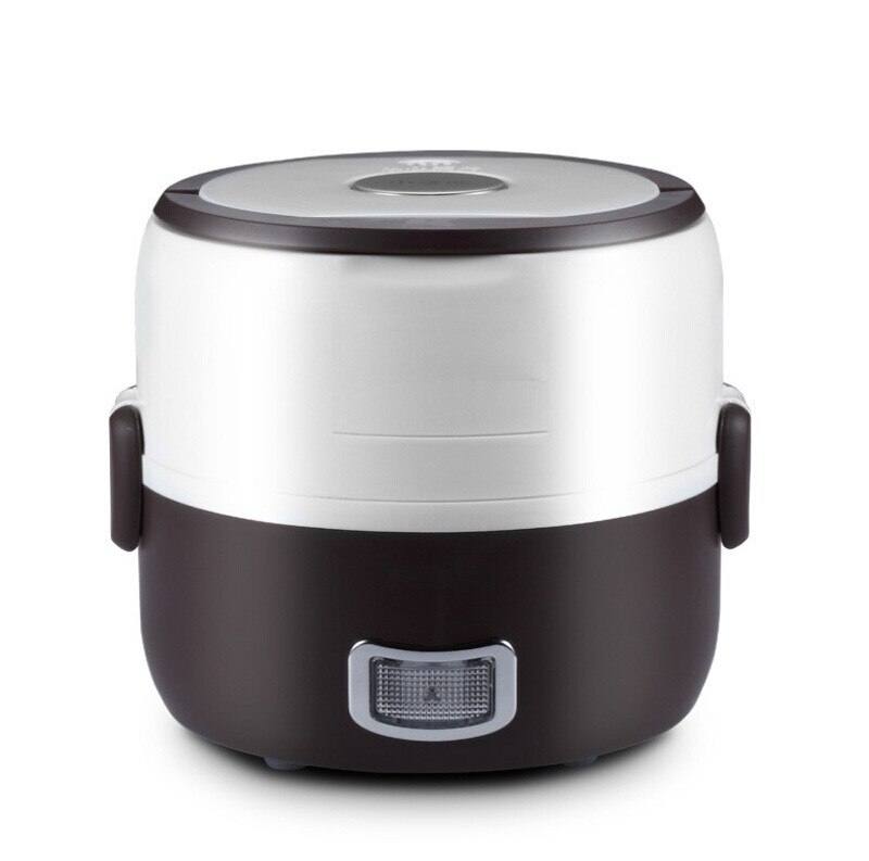 Newest 2 in 1 Portable Lunch Box Electric Rice Cooker Multifunction Mini Rice Cooker (1.3L) - Brown