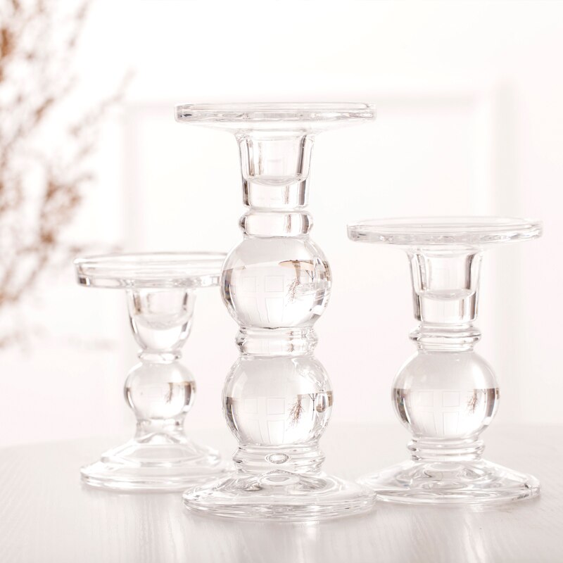 Søjle lysestage krystal lysestage klart glas lys brela til kugle lys fyrfadslys blok lysestage bakke