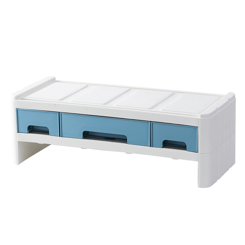 Monitor Holder Riser Stand Multi-function Laptop-Stand Desktop Holder Stand With 3 Drawer Storage Box For Home Office Organizer: Dark Blue3