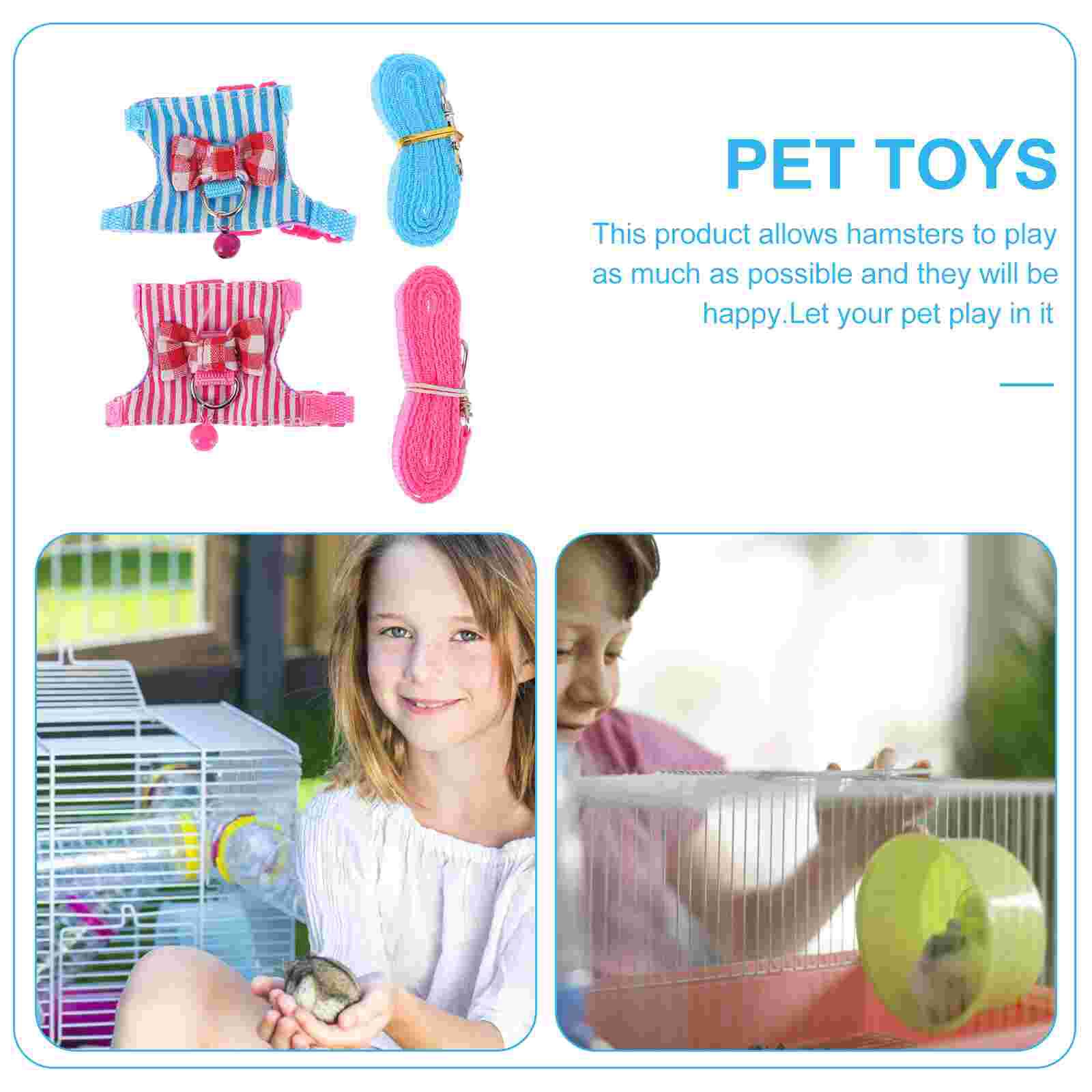 2 Sets of Decorative Hamster Harness Portable Hamster Leash Comfortable Rat Leash