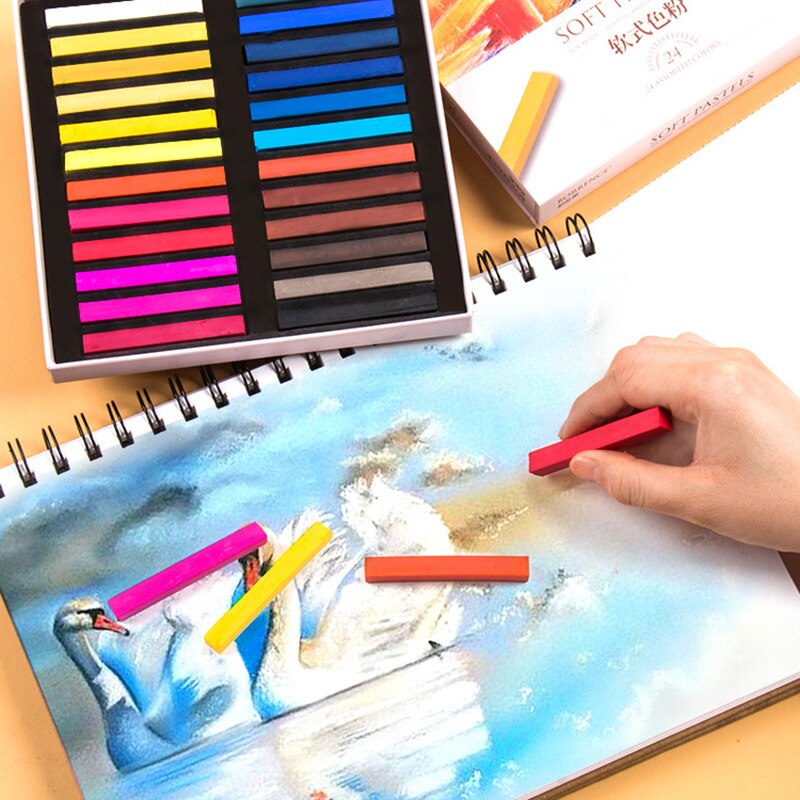 Conjunto de Pastel suave, tiza cuadrada, caja de 12/24/36/48 colores surtidos, pizarra para profesores