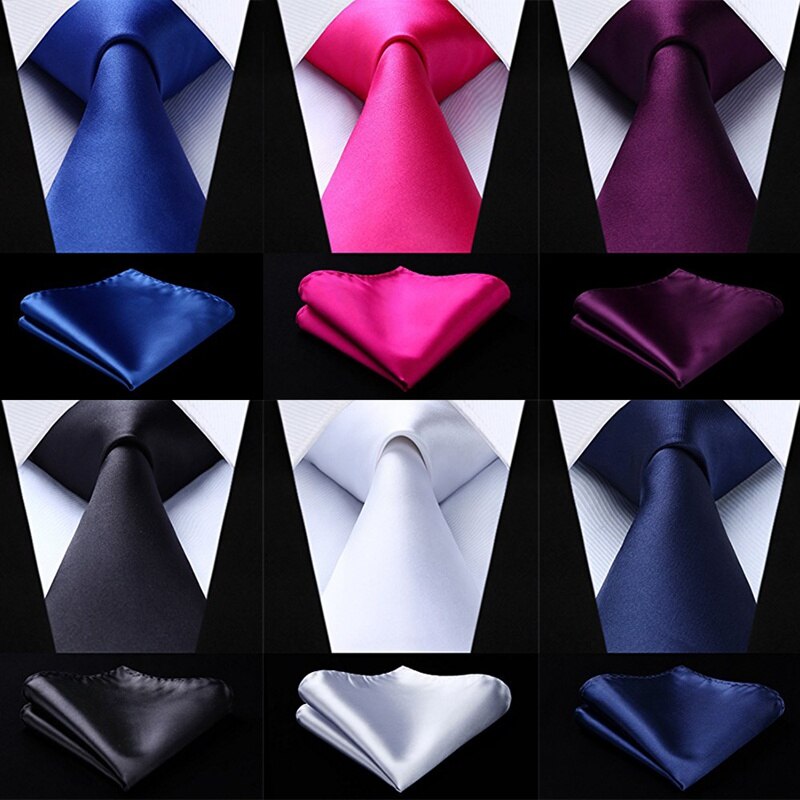 Heren Das Stropdas Set Solid Stropdassen Voor Man Zakdoek Party Voor Mannen Trouwjurk Accessoires